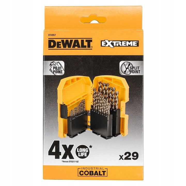 Set de 29 Wiertel Metalice DeWalt HSS-Co, 1-13 mm, cu Usor Antiderapant, Cutie de Depozitare