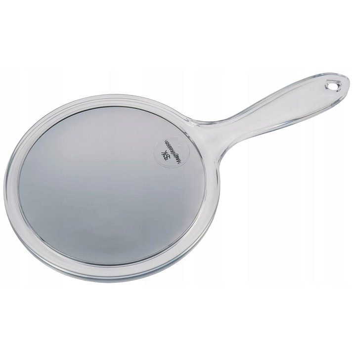 Oglinda cosmetica Fantasia, dubla fata, 5x marire, 15cm diametru, 27cm lungime, plastic