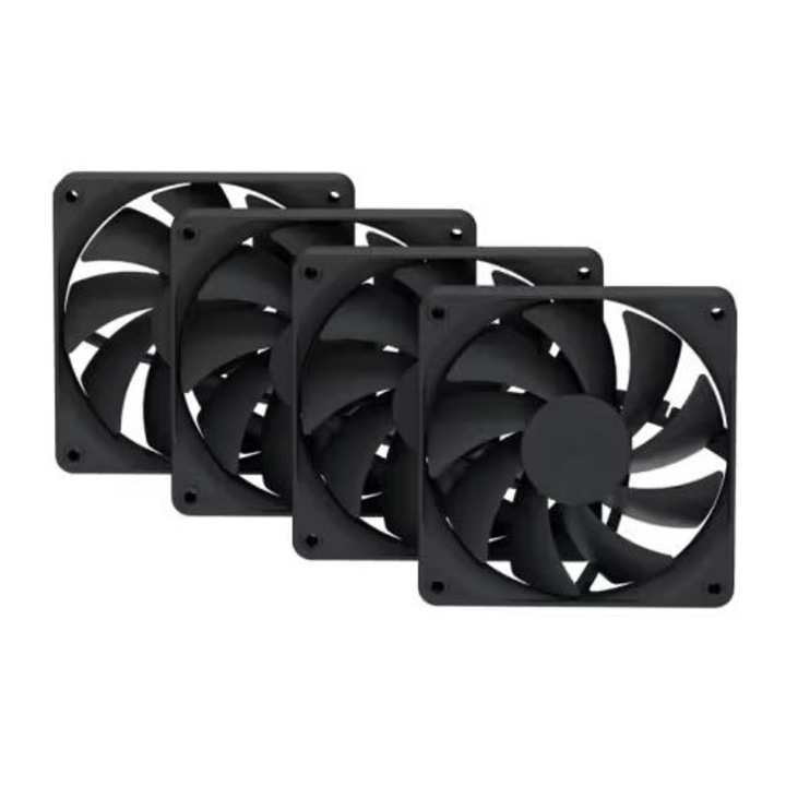 Ventilatoare PC HYTE FA12 Pitch Black (set 4), 12cm, 1500rpm, 28dBA