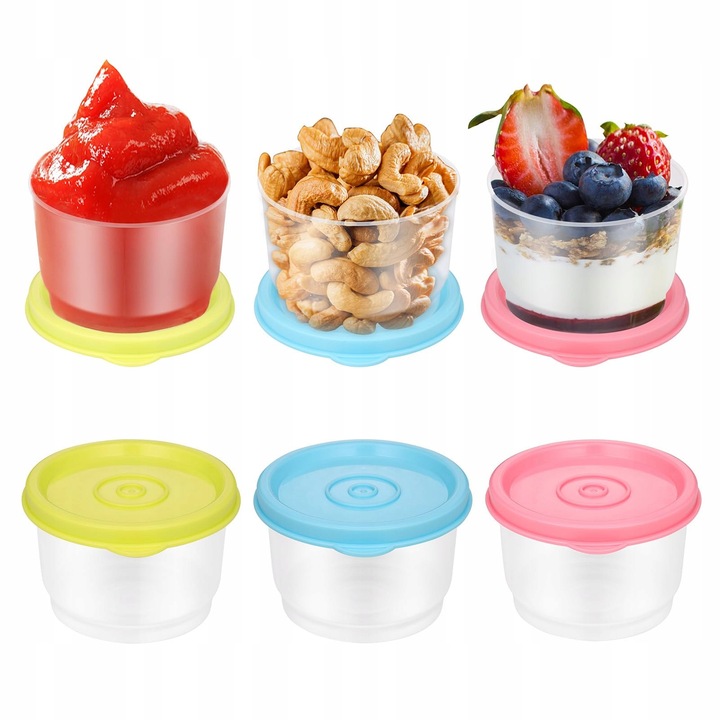 6 db-os ételtároló doboz készlet fedővel, 160 ml, többszínű, 8x8x5 cm