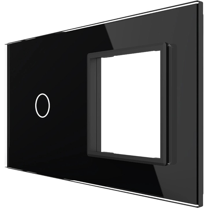Стъклен панел LIVOLO VL-P701/E-4B, тъч ключ + рамка, черен