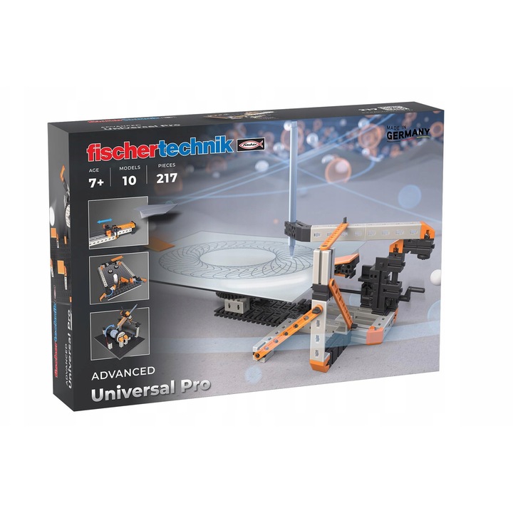 Set de constructie fischertechnik Universal Pro, 10 modele, portocaliu, pentru copii de la 7 ani