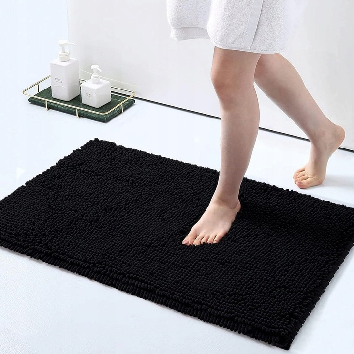 Covoras antiderapant baie, 40x60cm, microfibra, neagra