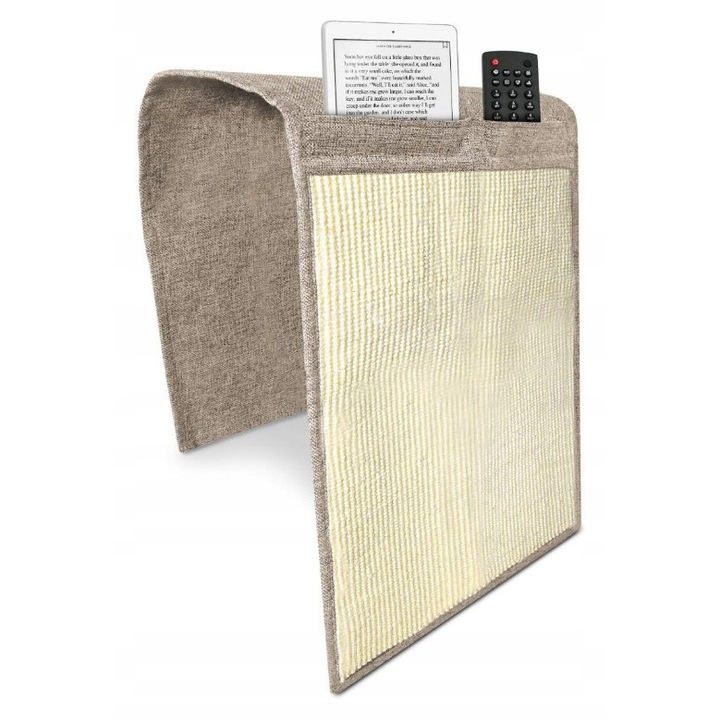 Килимче за драскане за котки, 130x45см, с органайзер, бежов цвят