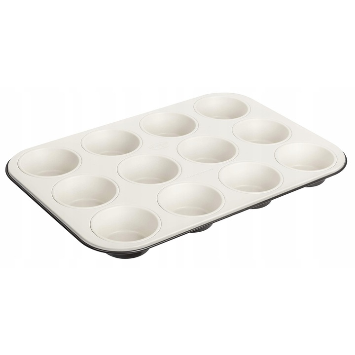 Forma pentru muffins Dr. Oetker, 12 piese, 26,5x38,5cm, gri-maro/crem, otel cu strat antiaderent