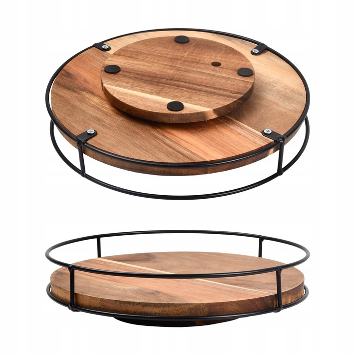 Organizer rotativ pentru condimente, 25cm, material din lemn, design antiderapant, multicolor