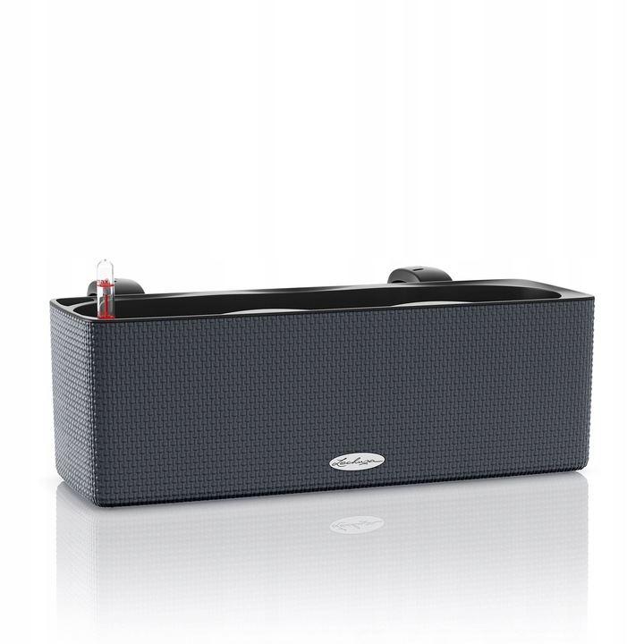 Donica decorativa Lechuza CUBE Color pentru 3 plante, gri inchis, 14x40x14 cm