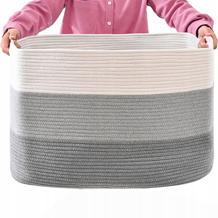 Cos pentru rufe, alb si brown, 55x43x30cm