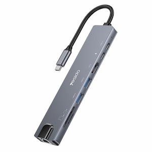 Docking station 8 in 1 Yesido HB27, Type-C la 2x USB, 2x USB-C, HDMI, RJ45, TF/SD, PD100W, Fast Charge, 4K@30Hz, Gri