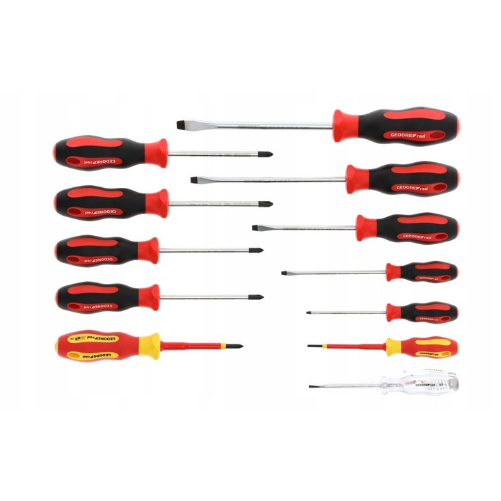 Set surubelnite Gedore Red 12 piese VDE, diverse dimensiuni, ergonomic, multicolor