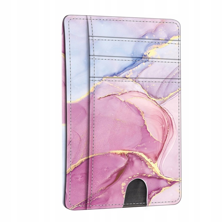 Калъф за карти с RFID блокировка, екологичен, мраморно розов, 12x8.5x0.5см