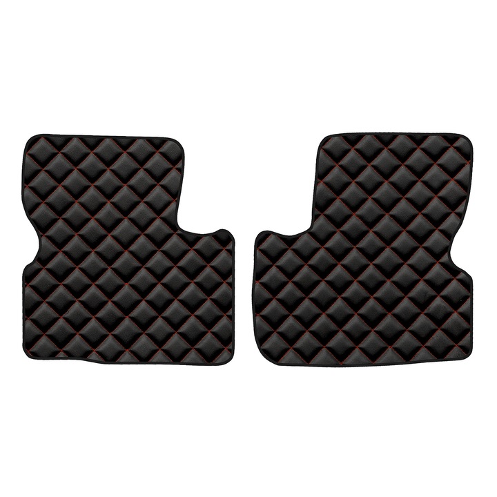 Covorașe auto spate F-CORE ECO-PIELE Q, Negru/Rosu, piele ecologică, pentru Coupe