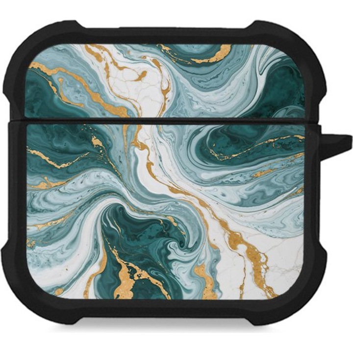 Husa din silicon 3D pentru AirPods Sonique protectie impotriva zgarieturilor si socurilor verde