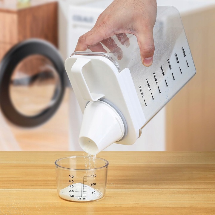 Dispenser detergent 1800ml, transparent, cu capacitate de masurare, design ergonomic