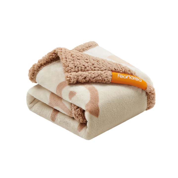 Водоустойчива постелка за котки и кучета, Feandrea, 73x63см, бежова, фланела и шерпа