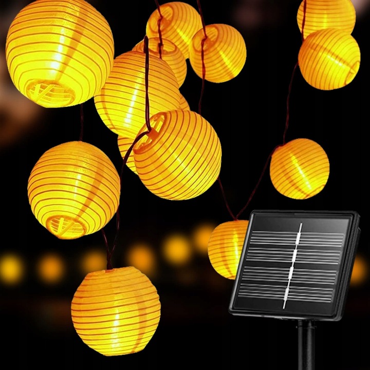 Външен соларен гирлянд, 20 LED, 6м, 8 режима на осветление, водоустойчив, многоцветен