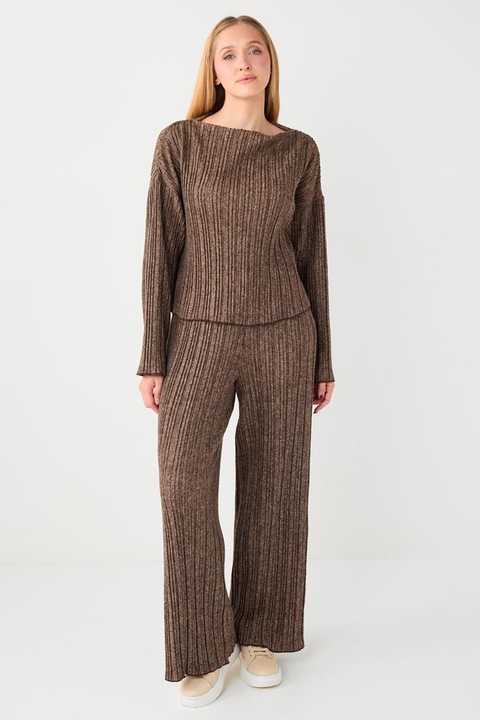 JIMMY KEY, Pantaloni striati cu insertii de lurex, Caramel