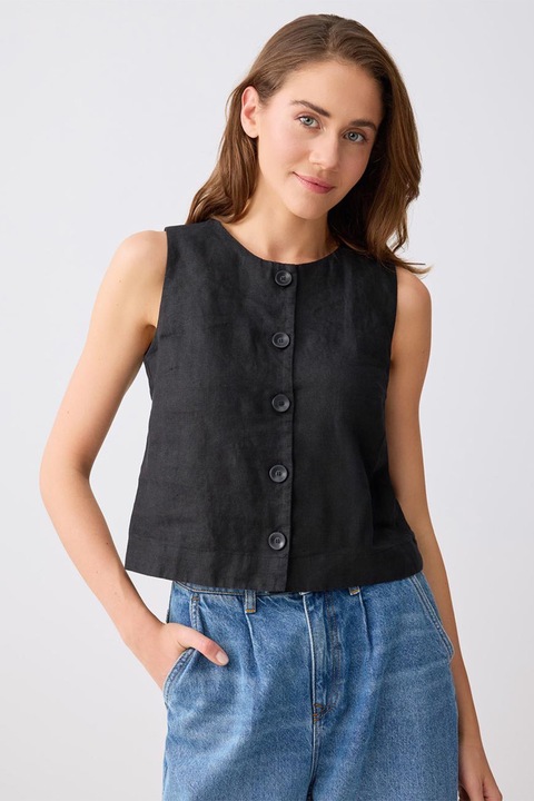 JIMMY KEY, Vesta de in cu decolteu la baza gatului, Negru stins, M