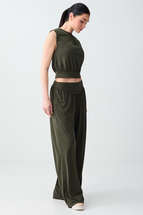 JIMMY KEY, Pantaloni vaporosi din amestec de modal, Verde inchis