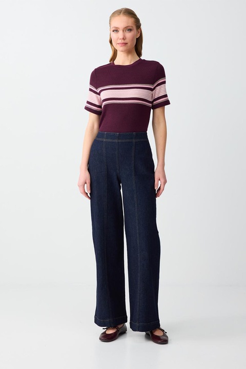 JIMMY KEY, Blugi drepti cu talie inalta, Bleumarin