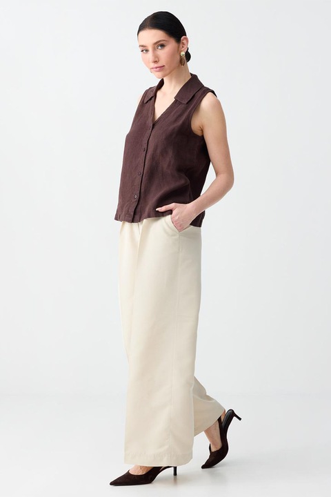 JIMMY KEY, Pantaloni drepti cu croiala ampla, Crem