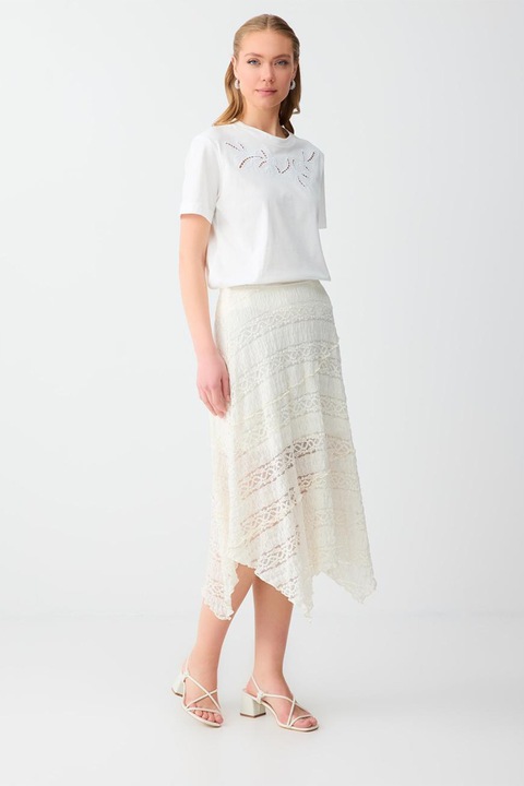 JIMMY KEY, Fusta midi din dantela, Alb