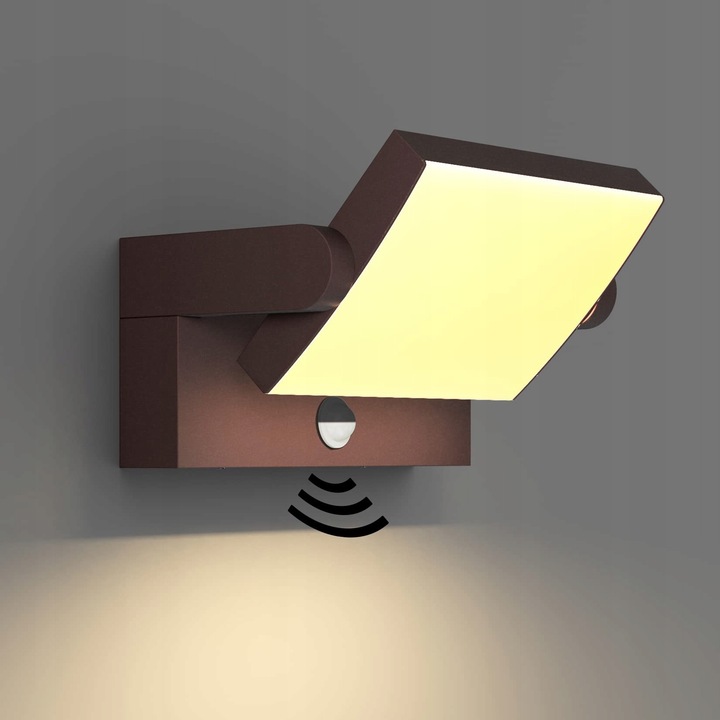 Kinkiet exterior Klighten, 24W, 1500 lumeni, IP65, maro, cu senzor de miscare