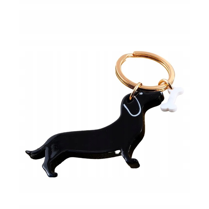 Breloc Dackel, negru, cadou pentru iubitorii de caini