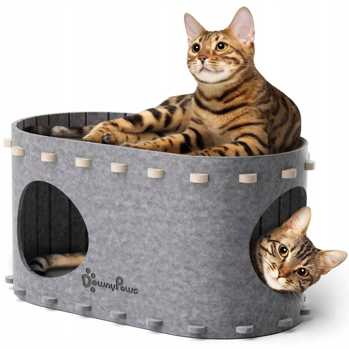 Къщичка за котки, PeekaPurr, две нива, 36,5x31x9,3 см, сива