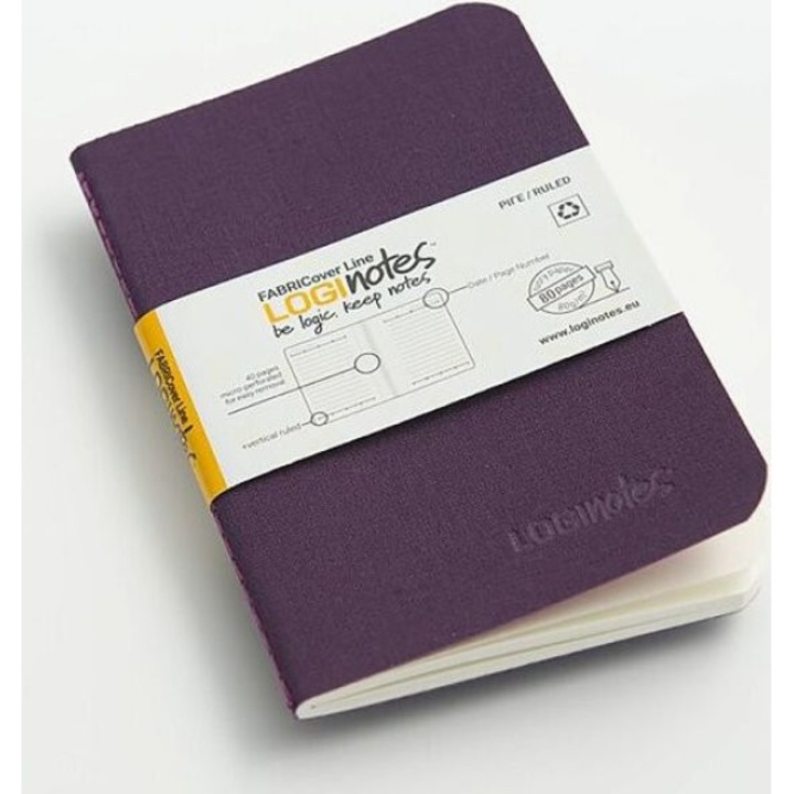Agenda LOGIGRAF Fabric Line 9x14cm, 5 culori, pagini punctate, coperta din material textil