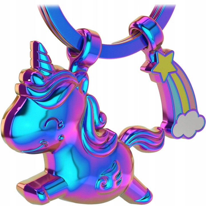 Breloc unicorn, figura metalica 3D