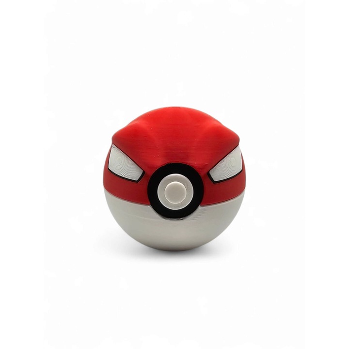 Figurina colectionabila Voltorb Ball, MoranQ, 7cm, design minimalist, rosu-alb