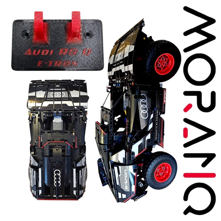 Suport de perete MoranQ pentru LEGO Technic Audi RS Q e-tron 42160, negru cu rosu, usor de montat