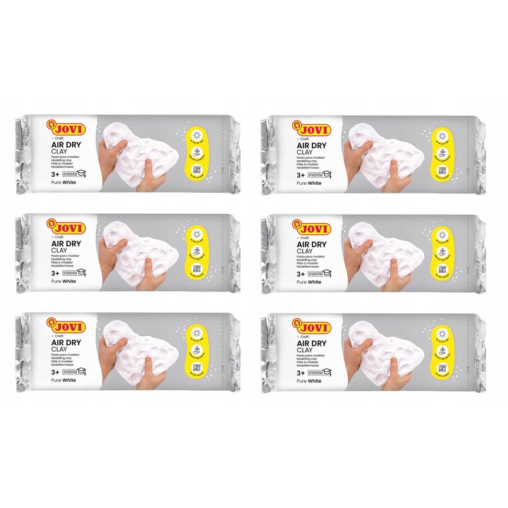 Pasta de modelat Jovi Air Dry, set 6x500g, alb, 3 kg