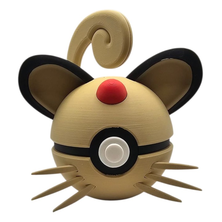 Колекционерска фигурка Персийска топка, MoranQ, 7 см, дизайн Pokeball, кремав цвят