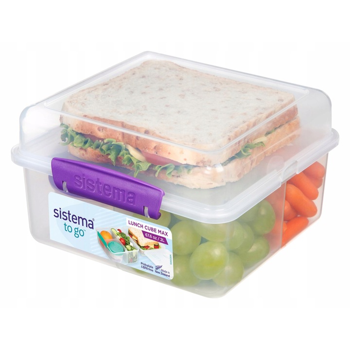 Cutie alimentara Sistema Cube Max, 2L, cu compartimente, culori mixte