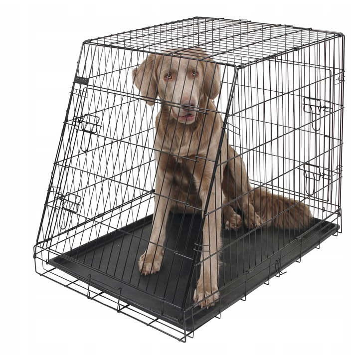 Cutie de transport pentru animale, Kerbl, pliabila, 76x54x64cm, 2 usi, neagra