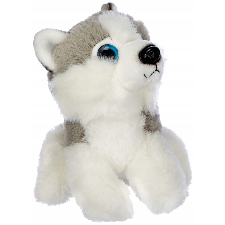 Jucarie de plus, Heunec, Mini-MI Husky, 14x8x10cm, gri/alb