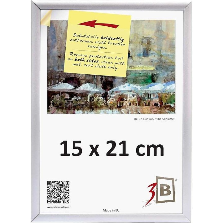 Rama foto clasica, CE, aluminiu, 15x21cm, mata, argintie