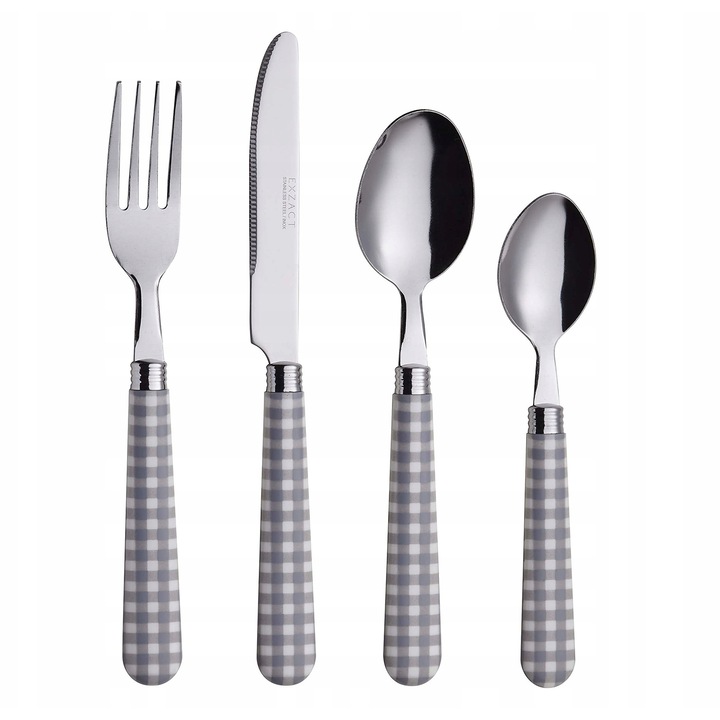 Set tacamuri Exzact 24 piese, inox, manere colorate, pentru 6 persoane, 24x16,5x4cm