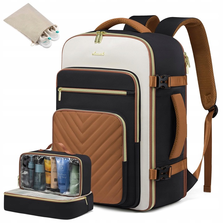 Rucsac calatorie 40L, LOVEVOOK, waterproof, pentru laptop 17 inch, maro, 45x33x20cm