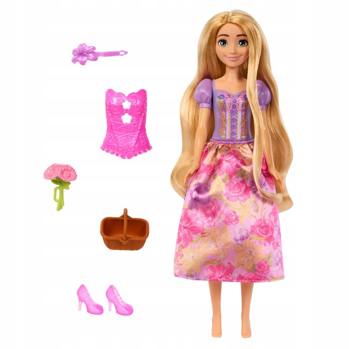 Mattel Disney Rapunzel babaszett, 11 meglepetés, kiegészítők, többszínű