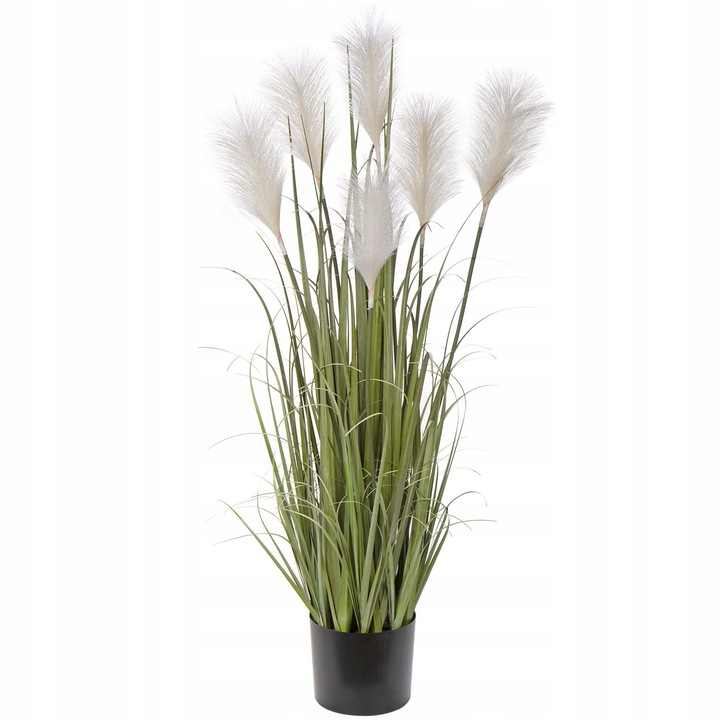 Planta artificiala, 100CM, cu frunze verzi si 6 panouri albe, set in ghiveci negru