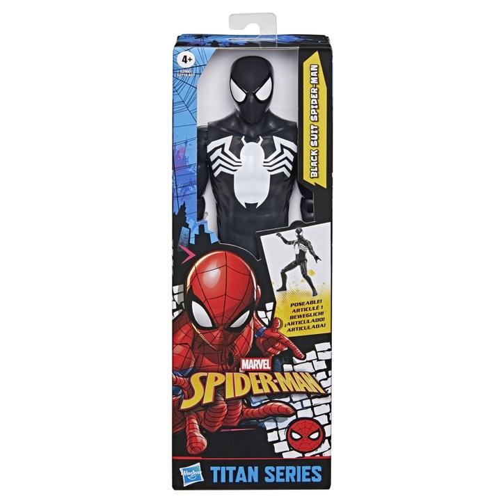 Фигурка Marvel Spider-Man с черен костюм, Titan Series, 30 см