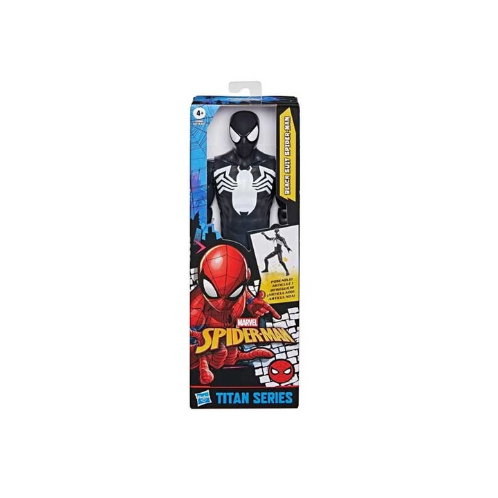 Figurina Spider-Man Titan Series, Hasbro, costum negru, 30 cm