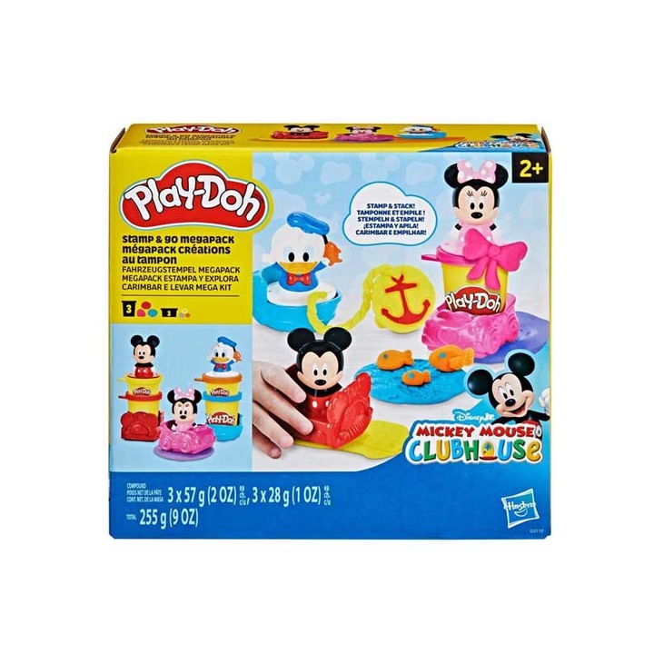 Set Play-Doh Disney Jr Stamp And Go, Hasbro, 3 personaje, 6 culori