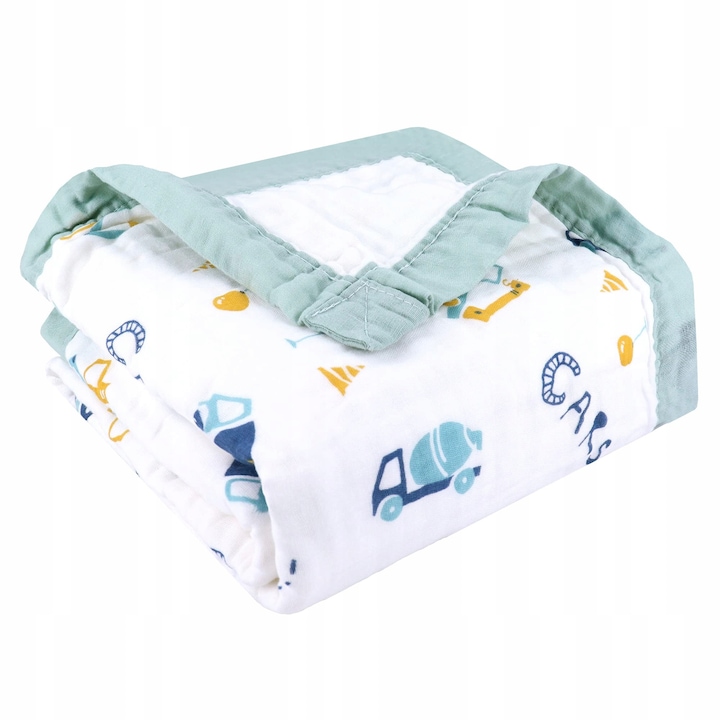 Бебешко одеяло 6 слоя, 110x110 см, модел "Багер", унисекс