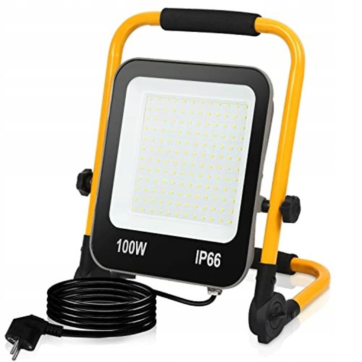 Reflector LED 100W, 10000LM, 6000K, IP66, prietenos cu mediul, cu stativ pliabil