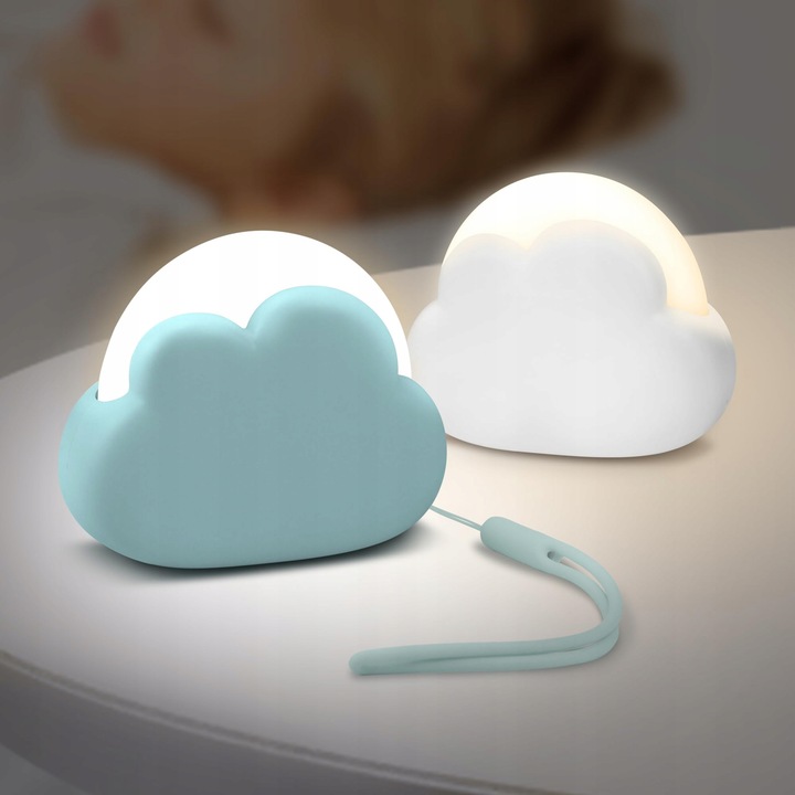 Комплект от 2 детски нощни лампи, сини и бели, преносими, с LED светлина, USB зареждане