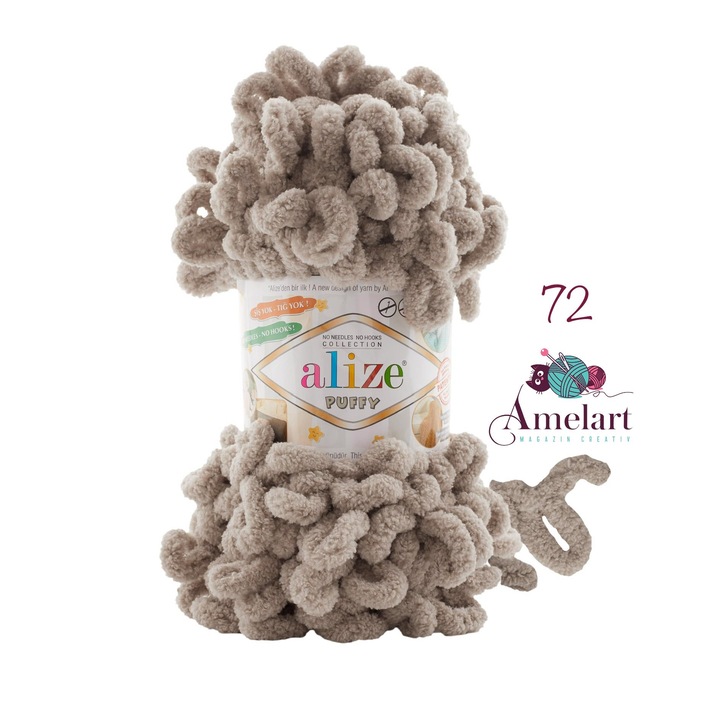 Fir Textil Alize Puffy 72, pentru crosetat si tricotat, acril, bej, 9.2 m